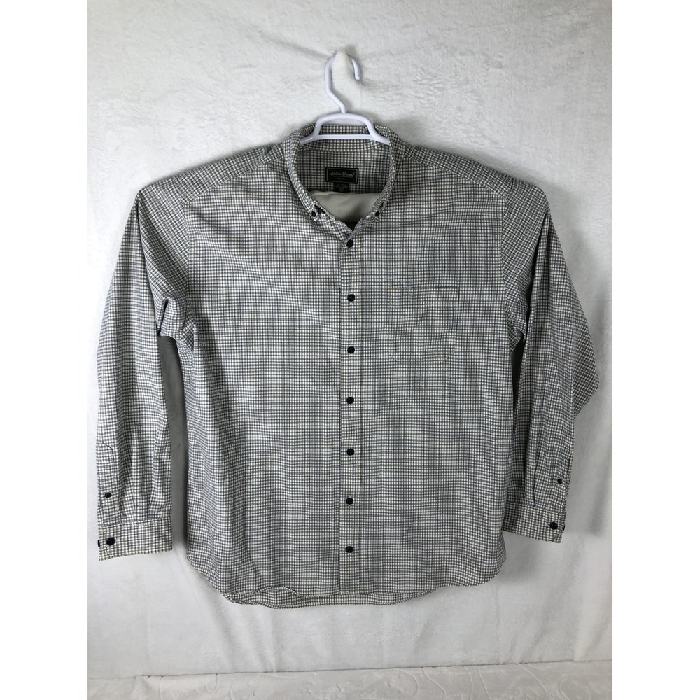 Eddie Bauer Shirt Mens Tall 2XL Green Blue Check Plaid Button Down Long Sleeve